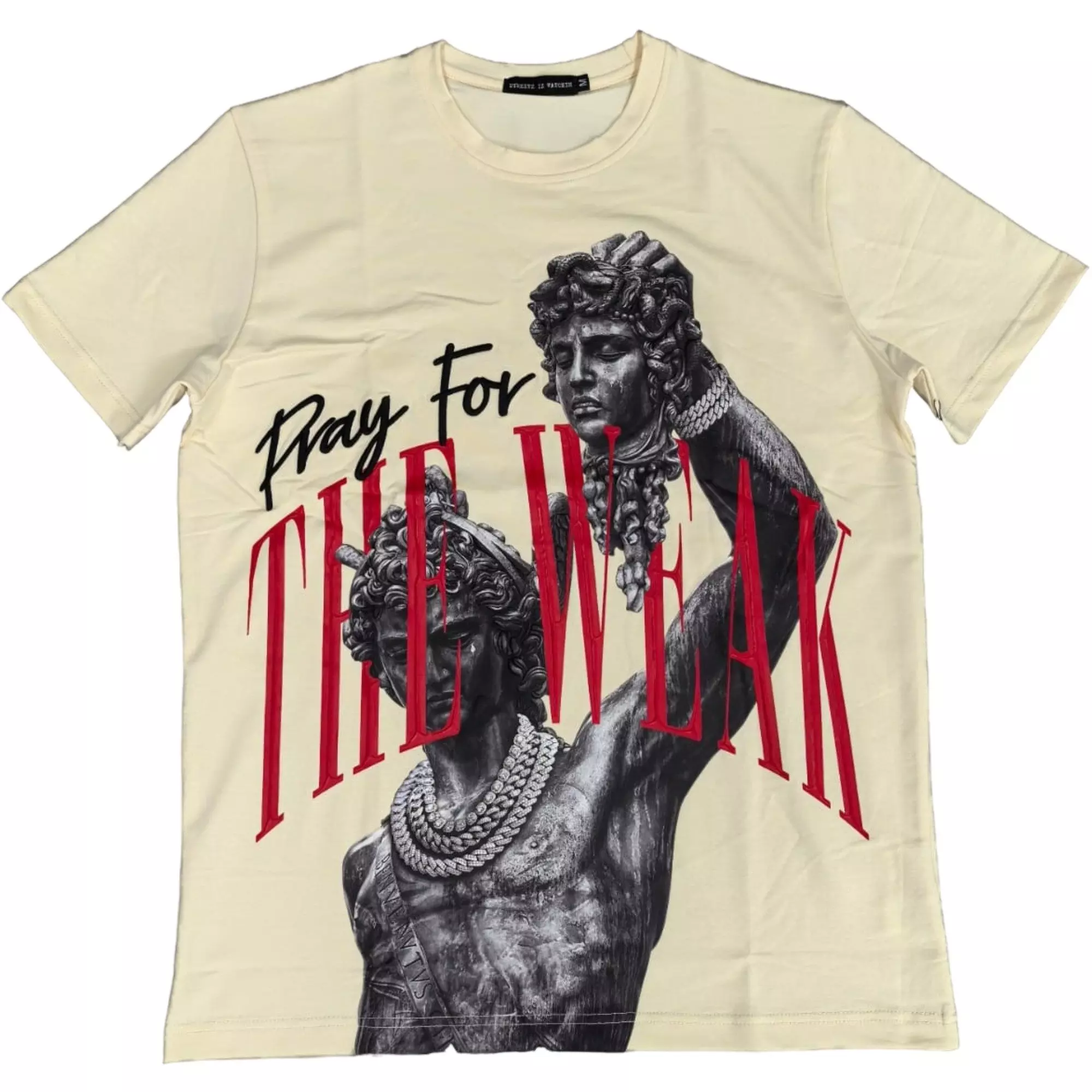 Streetz Iz Watchin Men's Graphic Typography Tee - Cream